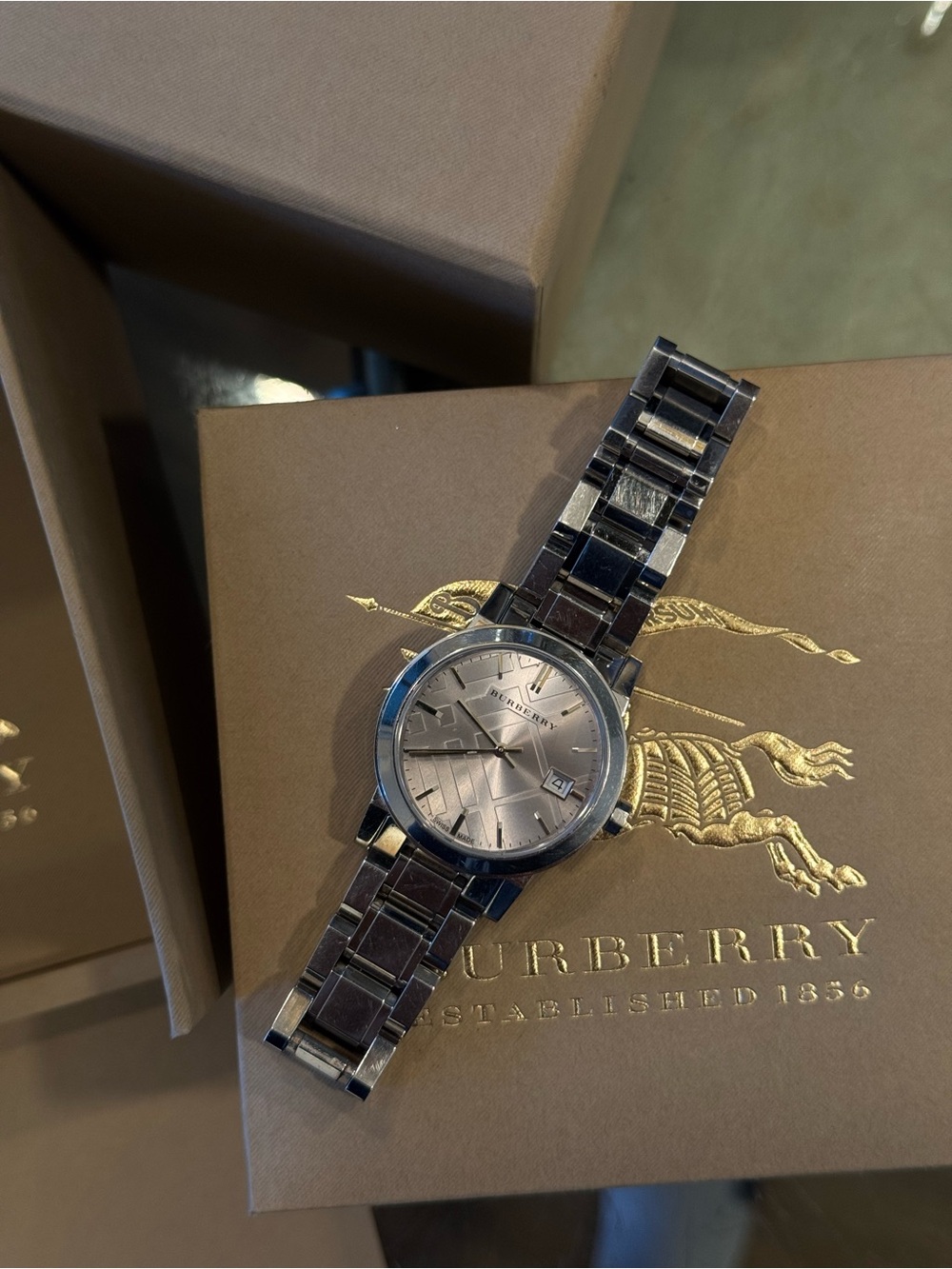 Burberry Silver-Tone Stainless Steel Bracelet Watch